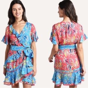 Tanya Taylor Floral Bianka Flutter Airy Mini Dress Size 8